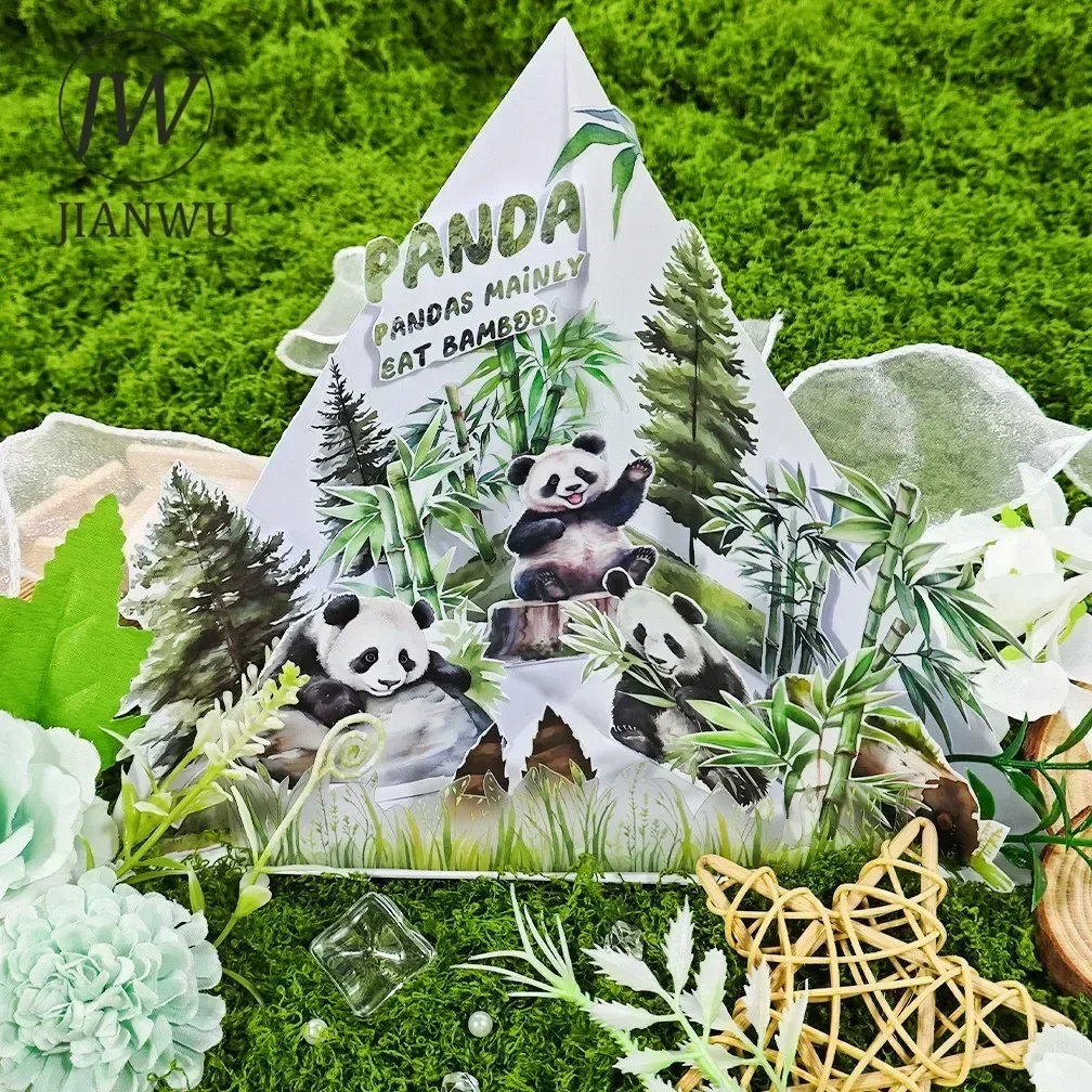 JIANWU A5 Vintage Character Panda Landscaping Material Collage PET Sticker Book Creative DIY Journal Scrapbooking Stationery