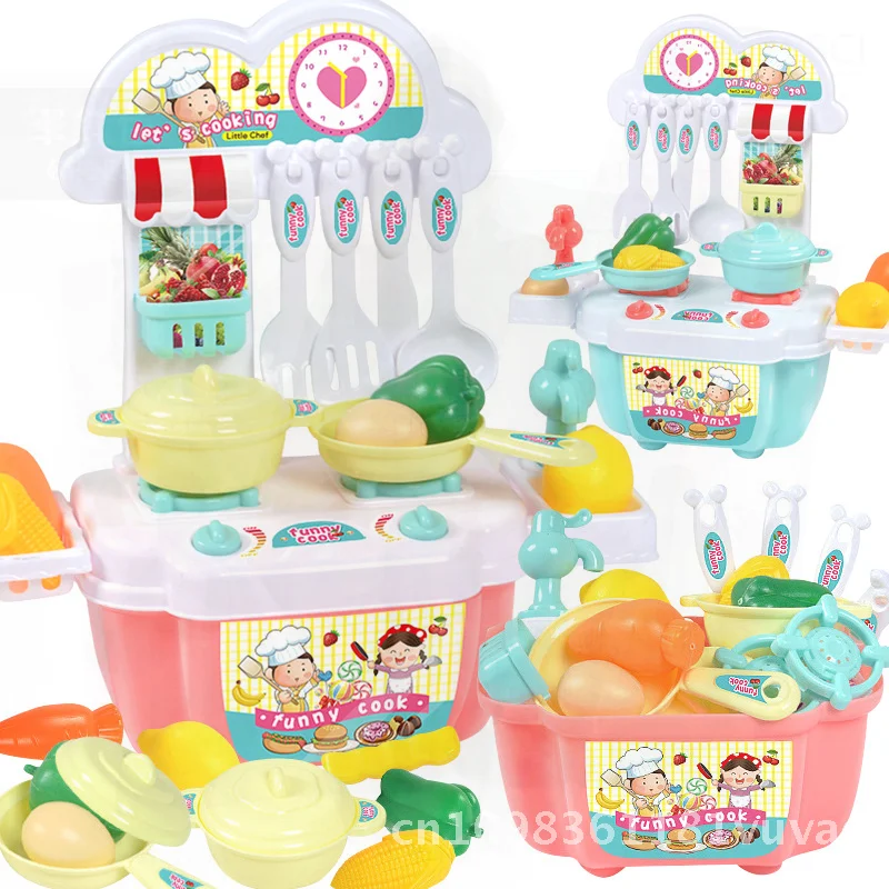 Eendelig kinderspeelhuisje Keukenspeelgoedset Roze/Mintgroen Eettafel Koken Fantasiespeelgoed voor meisjes van 4-6 jaar