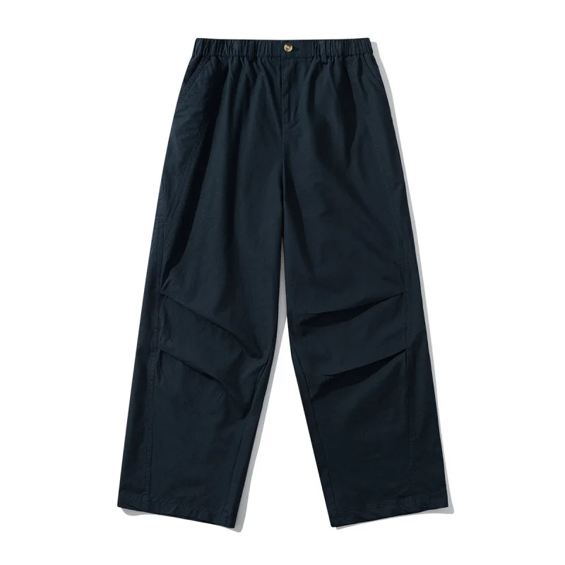 

2026 Spring New Men's Casual Pants Simple Pure Color Double Pleat Loose Straight Leg Wide Leg Long Trousers Faionable Workwear