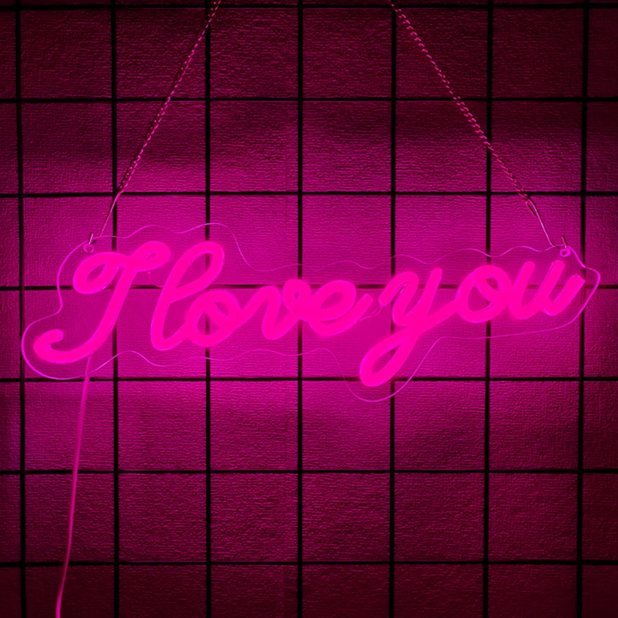 I Love You Led Neon Sign, Pink Letter Icon, Used For Bedroom, Home, Marriage Proposal Party, Wedding Decor, Valentine'S Day Gift