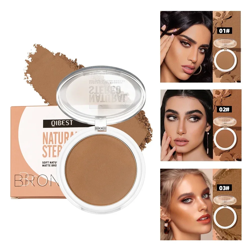 Heallor 3D Bronzers Matte Wheat Contour Powder Palette Facial Makeup Natural Highlights Contouring Modification Waterproof Long-