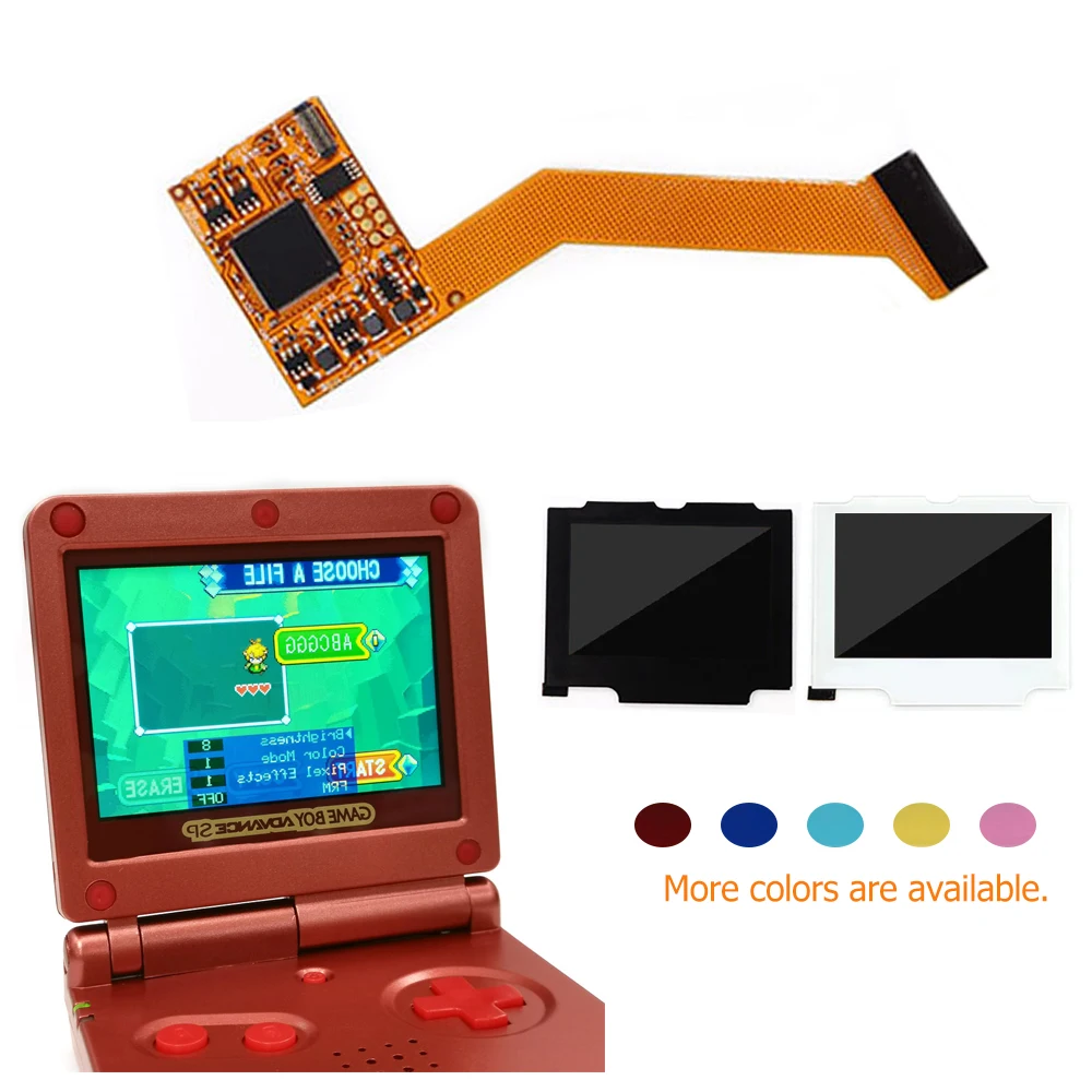 

GBA SP Backlight LCD 10 Levels Brightness IPS Screen Mod For GameBoy Advance SP GBA SP Console Multi-Color Screen Lens