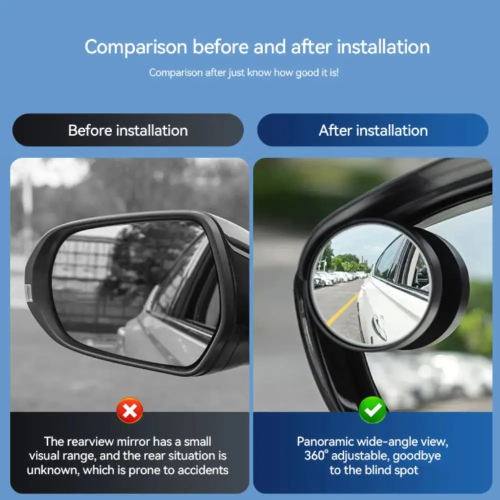 

Carbon Fiber Blind Spot Mirror 360 Degrees Extended Field of View Rain Eyebrow Small Round Mirror Multi-Function