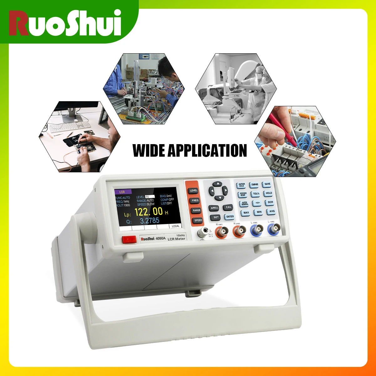 RuoShui 4090A 3.5-inch Desktop Bridge LCR Meter 100 ~ 2000mV Automatic Balance Bridge Principle Component Parameter Analyzer LCR