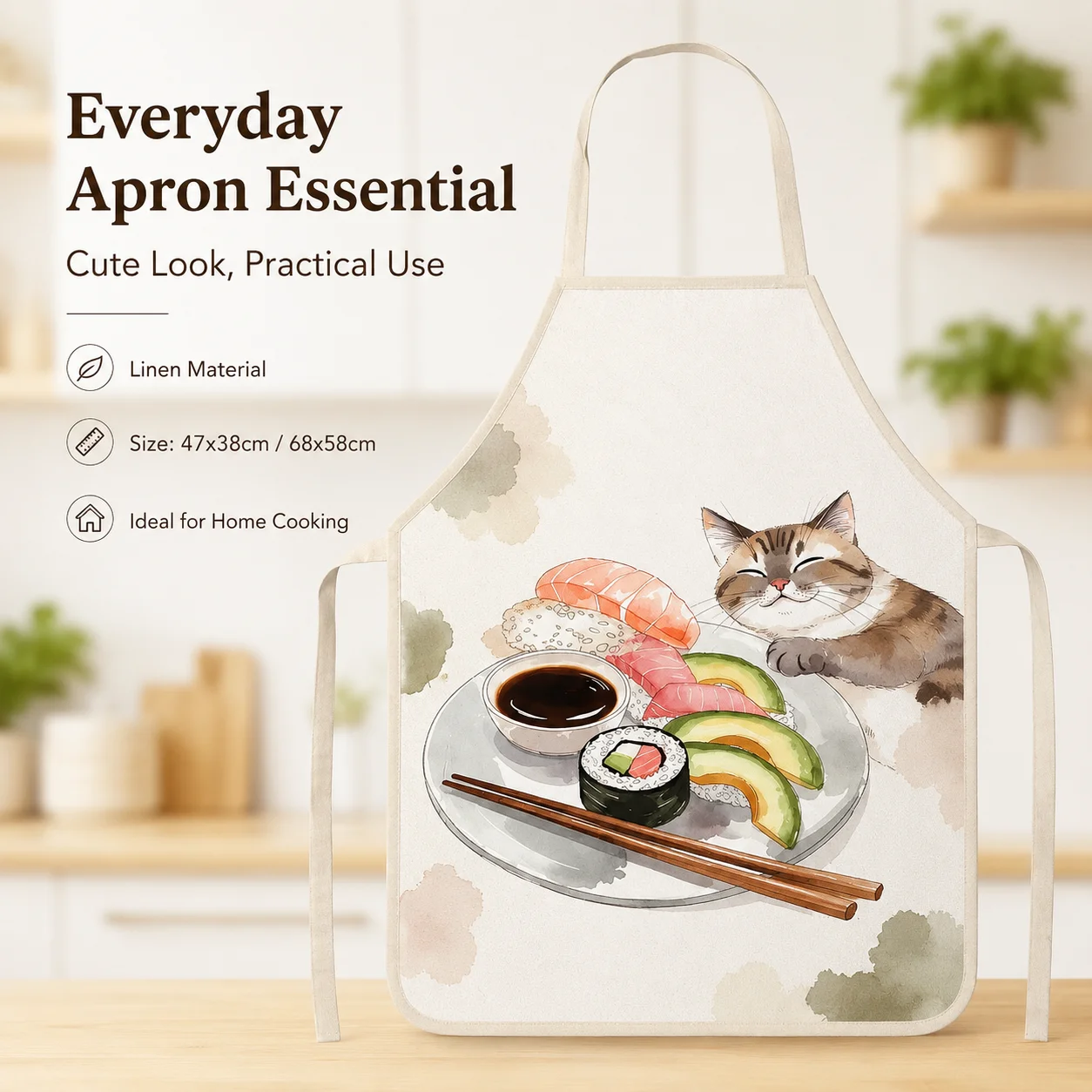 Uroczy Fartuch z Lnu z Nadruki – Home Cooking Japanese Food recenzja i cena