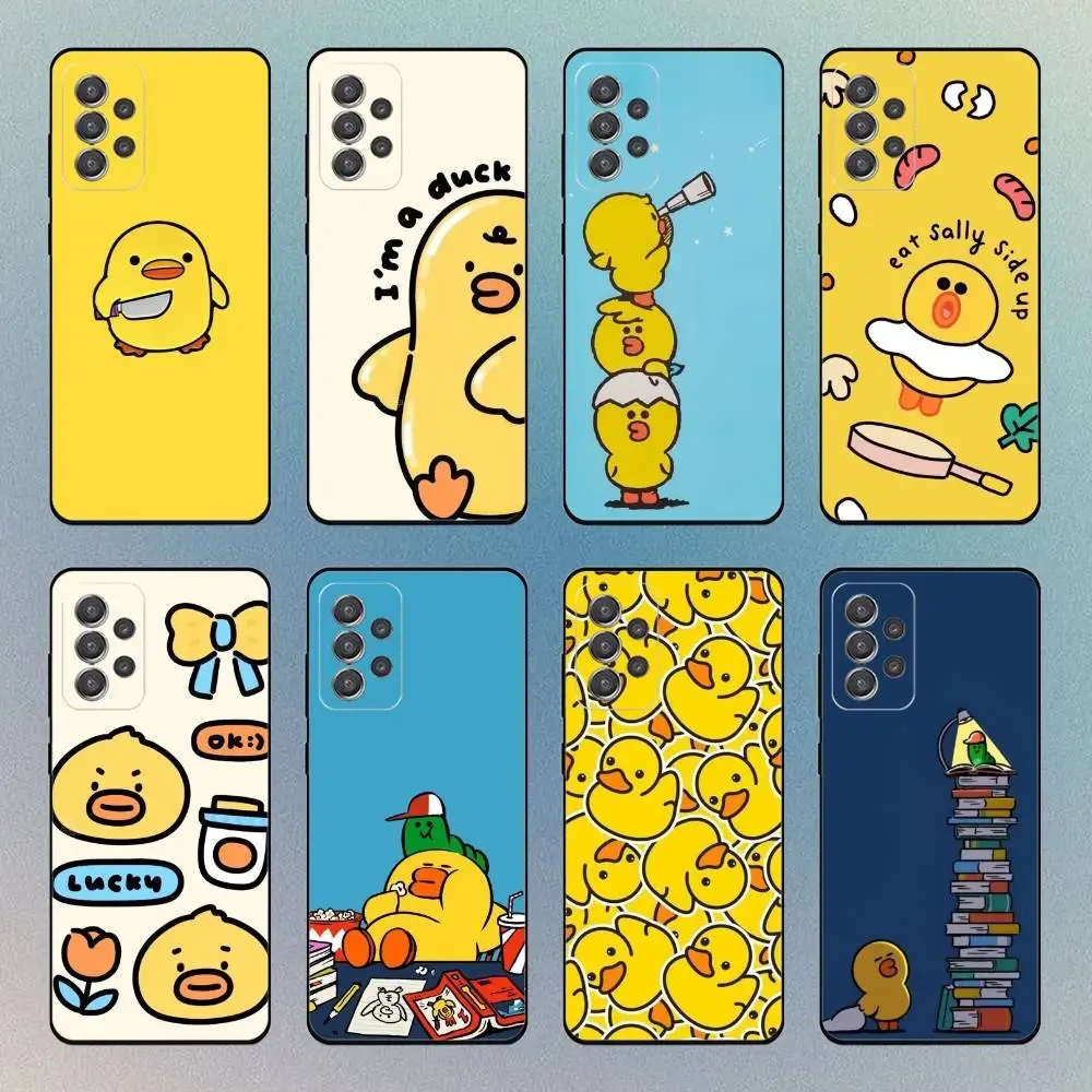 

cute Yellow Duck Phone Case For Samsung Galaxy S25,S24,S21,S22,S23,S30,With Bracket Cover