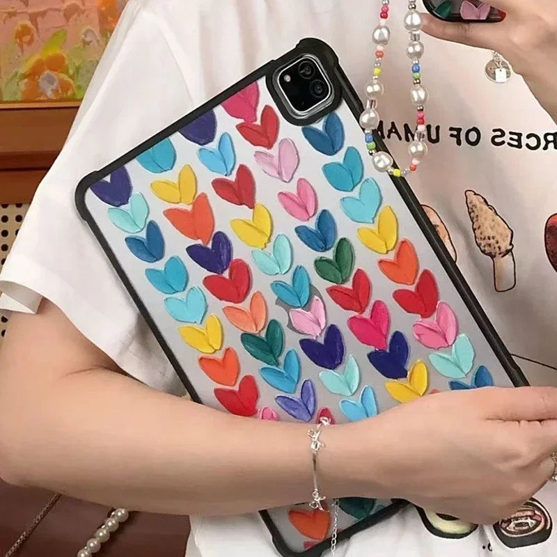Colorful Heart Acrylic iPad Cover for iPad Air 4 5 (10.9inch) iPad Pro 2020 2021 2022 (11inch 12.9inch) Protective Case