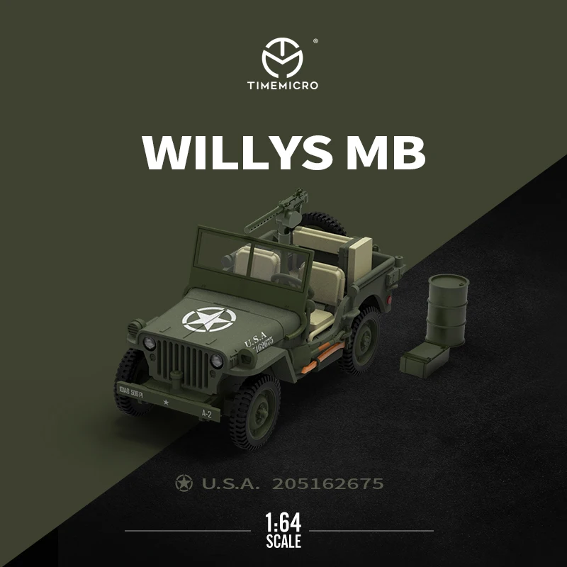 TM In Stock 1:64 WW2 Willys MB Military Vehicles Alloy Diorama Car Model Collection Miniature Carros Toys Time Micro