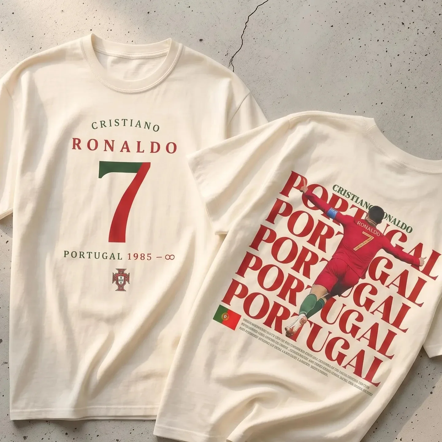 CR7 Soccer Graphic Football T-shirt Portugal Fan Gift 2026 Summer Men Women Fashion Oversized Cotton T-shirt Street Wear Y2K