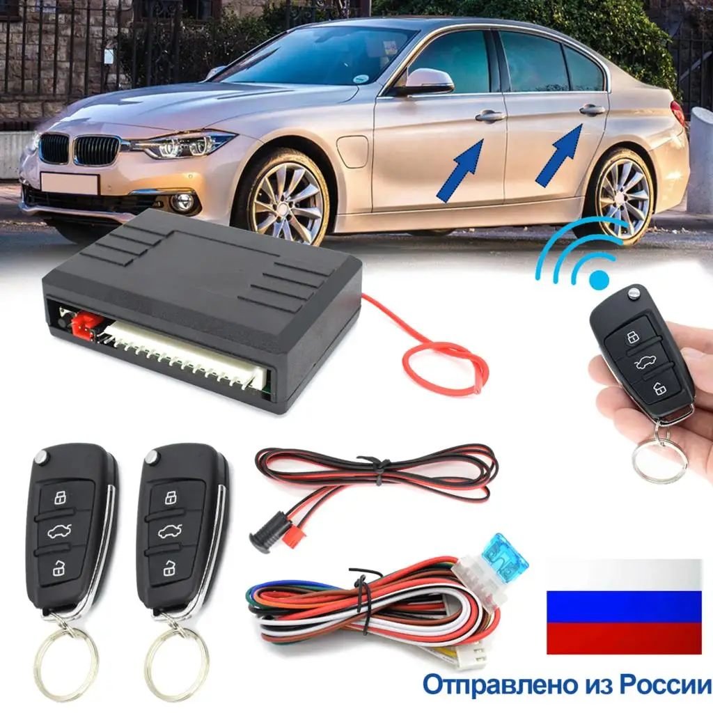 Car Central Door Lock Auto Keyless Entry System Button Start Stop Alarm Security Remote Fob Trunk Locking Kit Universal 12V DIY