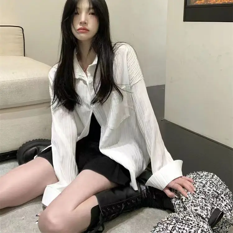 

Женский повседневный белый топ irt, модный свободный дизайн, весна-осень, длинное пальто средней длины с воротником све