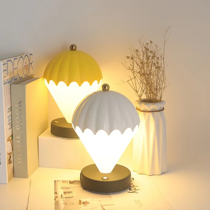 Hete Ballon Vormige Led Lamp Usb Oplaadbare 1800Mah Heteluchtballon Nachtverlichting Touch Control 3 Kleuren Dimbare Home Room Decor