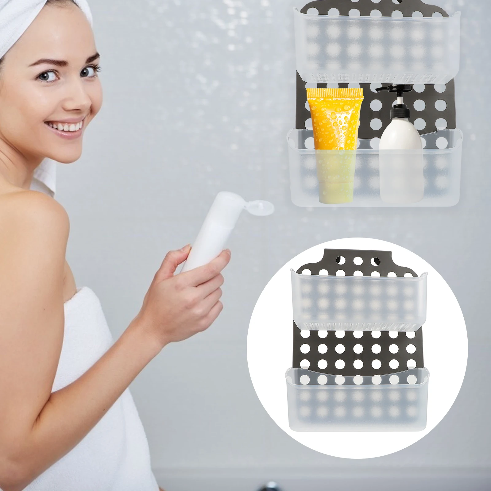 

Bathroom Hanging Basket Multi purpose Storage Rack for Shower Gel Shampoo PP Material Kitchen Bathroom Toiletries