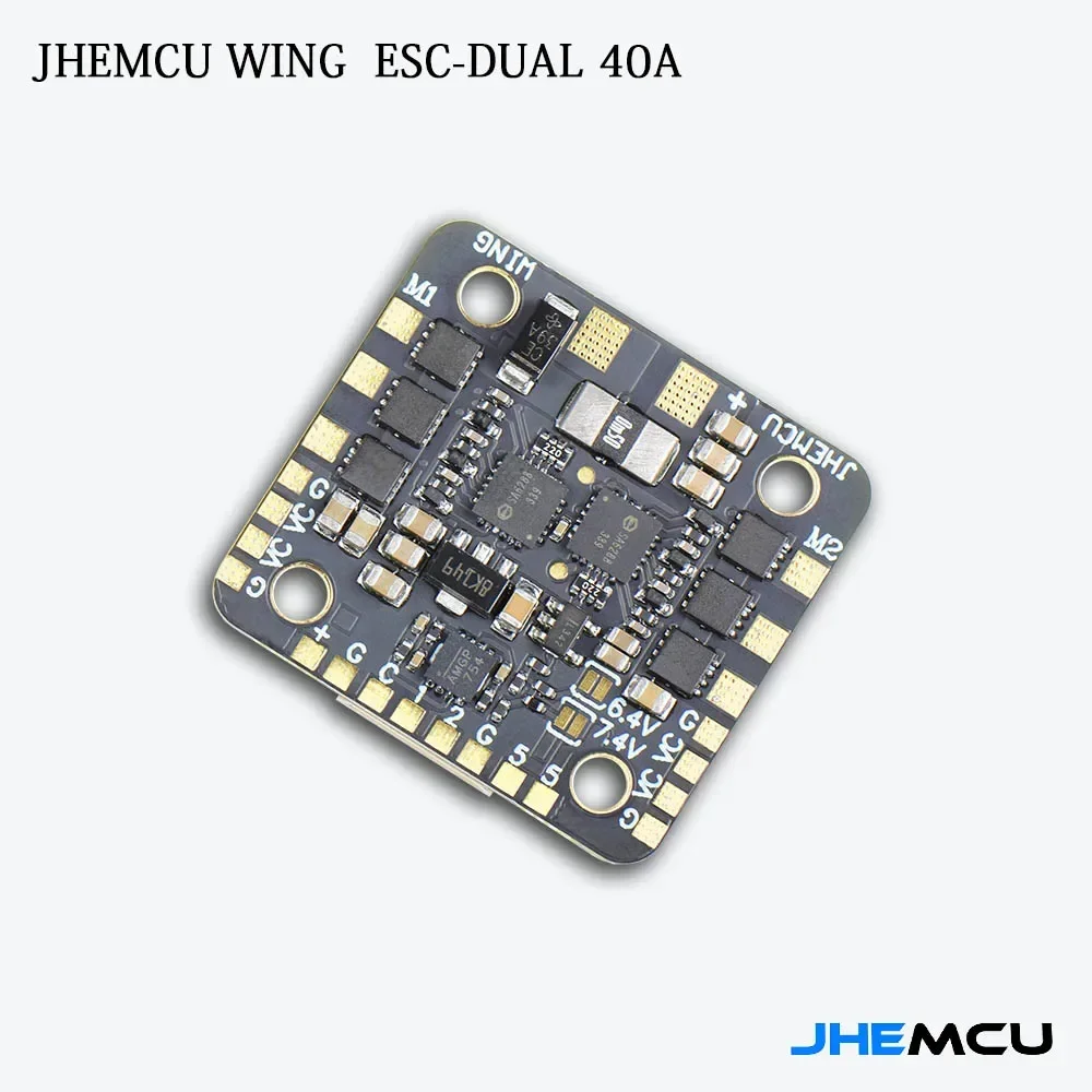 JHEMCU WING ESC-DUAL 40A BLHELI_S 2in1 40A ESC Built-in 5V BEC Current Meter 20X20mm 2-6S LiPo for RC Twin Engine Airplane