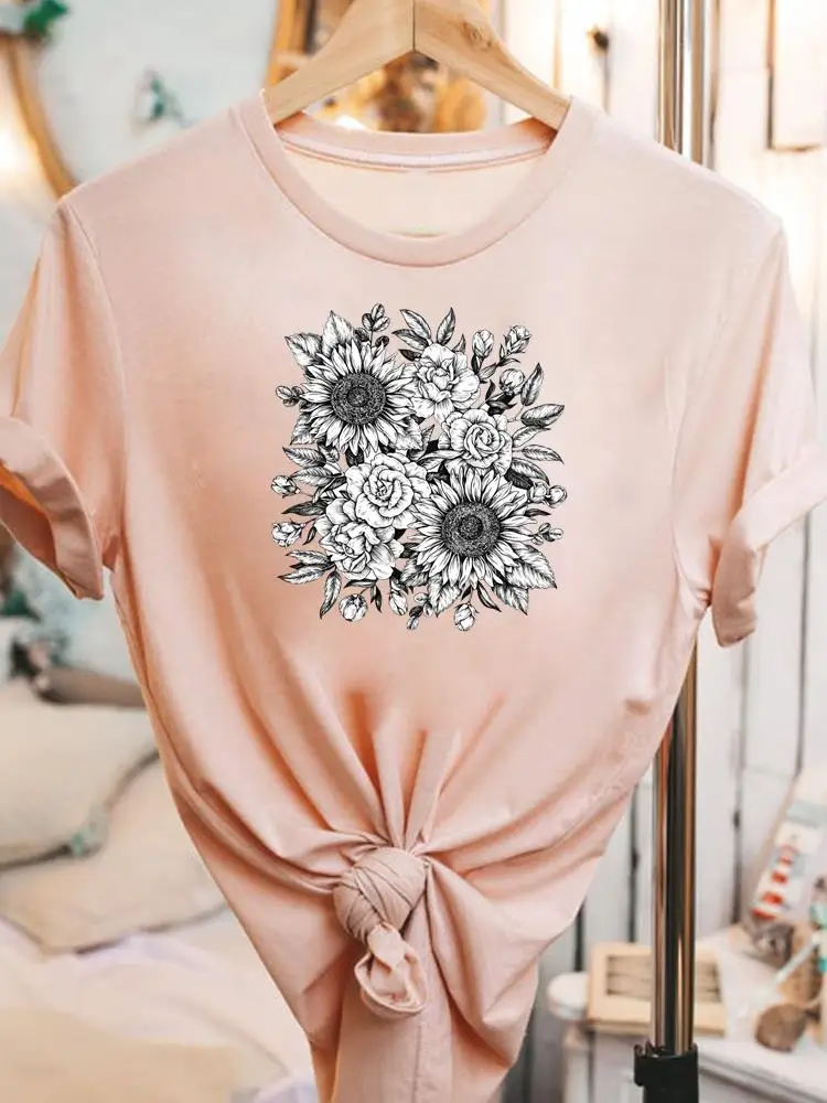 

Casual Ladies Fashion Short Sleeve T Clothes Clothing Watercolor Style 90s Floral Graphic Tee Female Women Print T-shirts