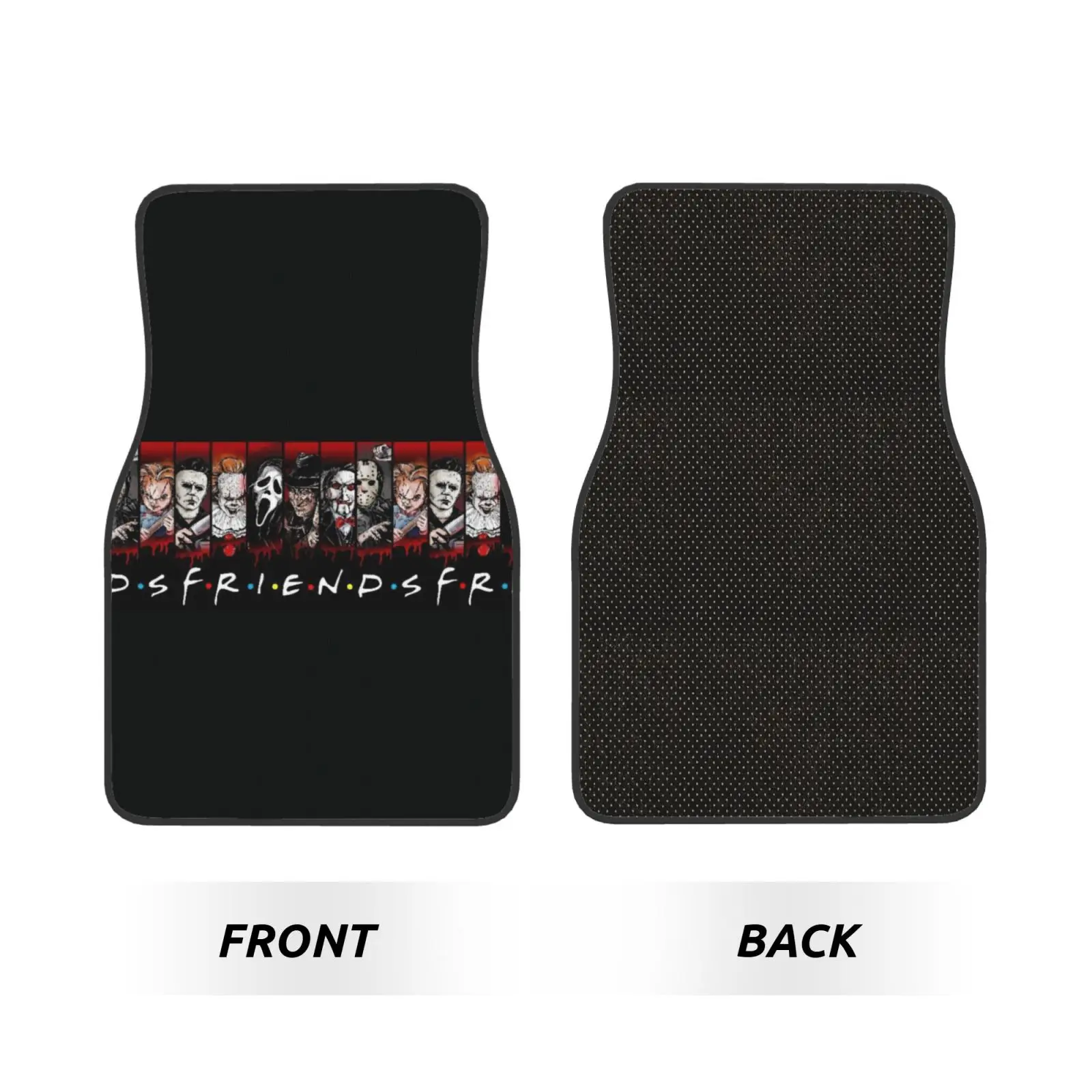 Friend of Horror Movies Printed Car Floor Mat Front and Rear Carpet Set 4-piece Suitable for All Car Floor Mats