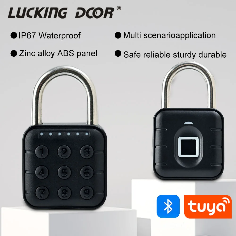 

Waterproof Tuya App Bluetooth Padlock Fingerprint Electronic Digit Door Locks For Luggage Bag cadeado Drawer Locker bluetooth