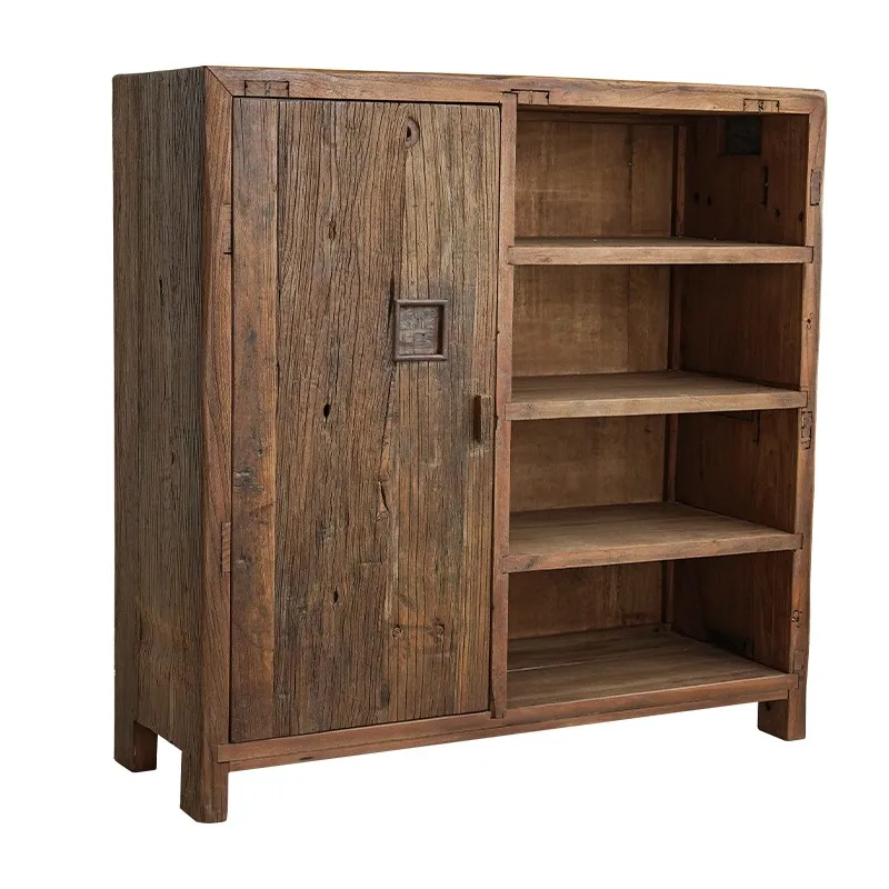 

Traditional eco-friendly solid wood antique side cabinet with hinged door device, suitable for living room