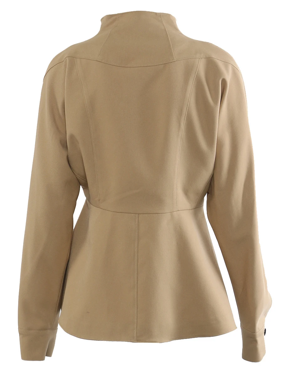 เสื้อโค้ททรงสลิมแบบมีจีบแต่งผ้าต่อกัน แบรนด์ TWOTWINSTYLE สำหรับผู้หญิง คอตั้ง แขนยาว แต่งเข็มขัด สไตล์เรียบหรู