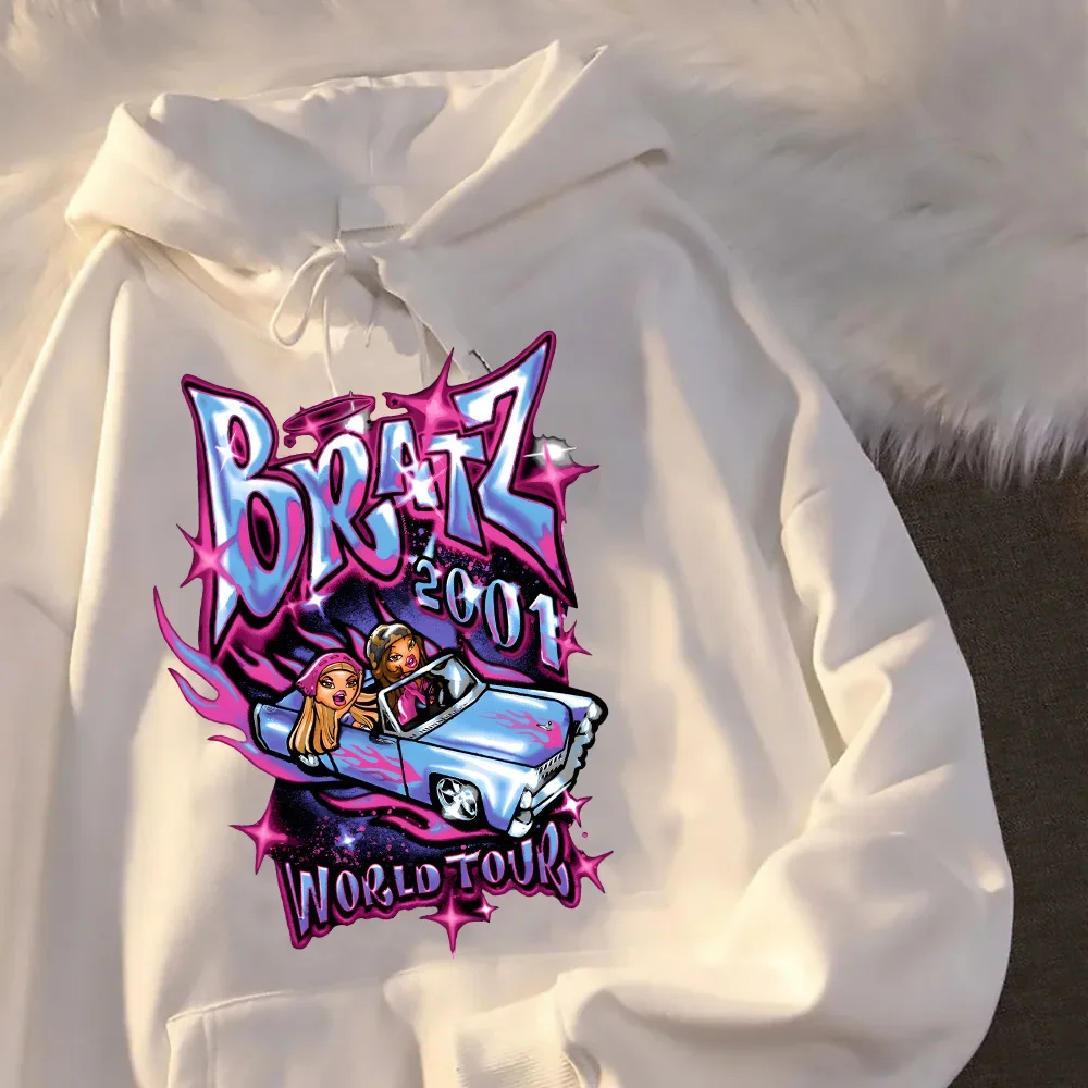 Bratz Letter Sweatshirts Women\'s Casual Black Tops harajuku Fashion Hooded Streetwear Long Sleeve Graphic Jacket Kpop Clothes