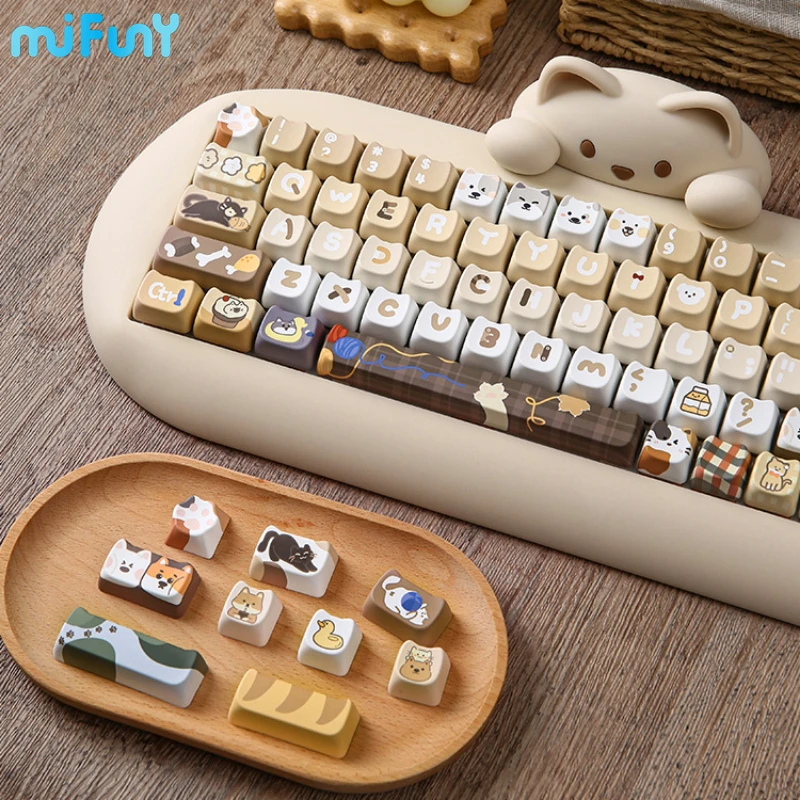 Imagem -04 - Mifuny-gato Bonito e Cão Keycaps Grupo Keycaps Keycap Alta Sublimação Pbt Acessórios Teclado Mecânico Mao Desenhos Animados Bonitos