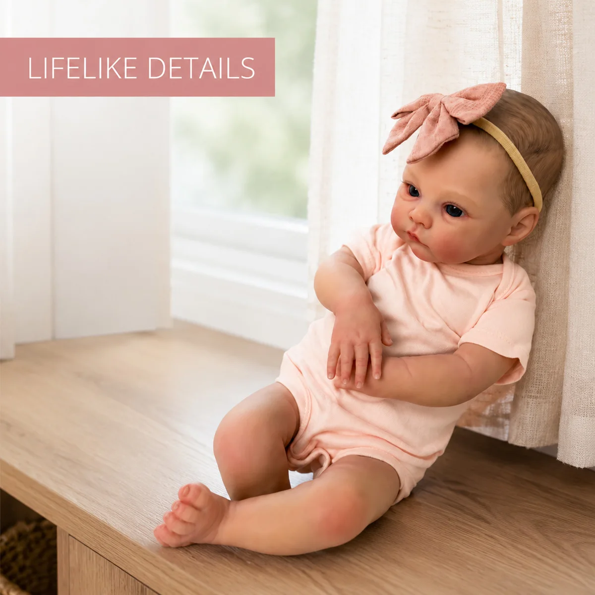JOYORA 50CM Reborn Baby Doll Art Collectible Exquisite Hand Painted Facial Details Lifelike Newborn Doll Birthday Holiday Gift