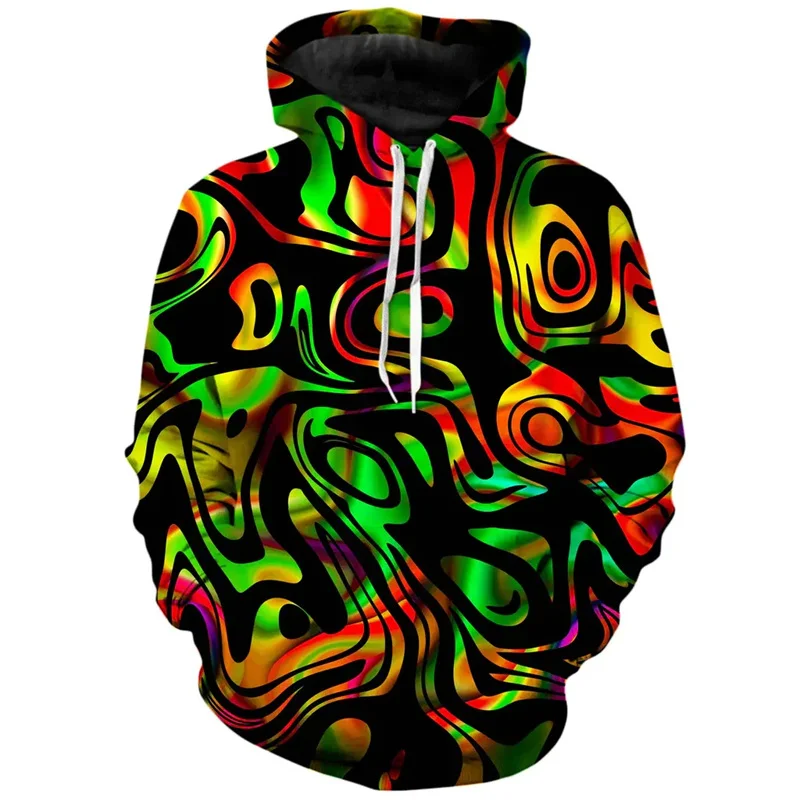 2024 New Wave Pattern Męska bluza z kapturem z nadrukiem 3D Kolorowa farba Odzież sportowa Street Bluza z długim rękawem Męskie super duże bluzy z kapturem