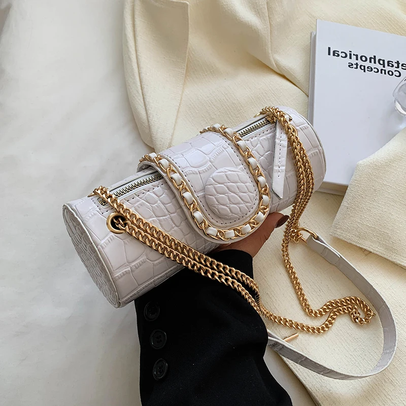 Designer Brand сумка женская Fashion Crocodile Print Cylinder Bag Chain Crossbody Shoulder Bags for Women Hot Selling