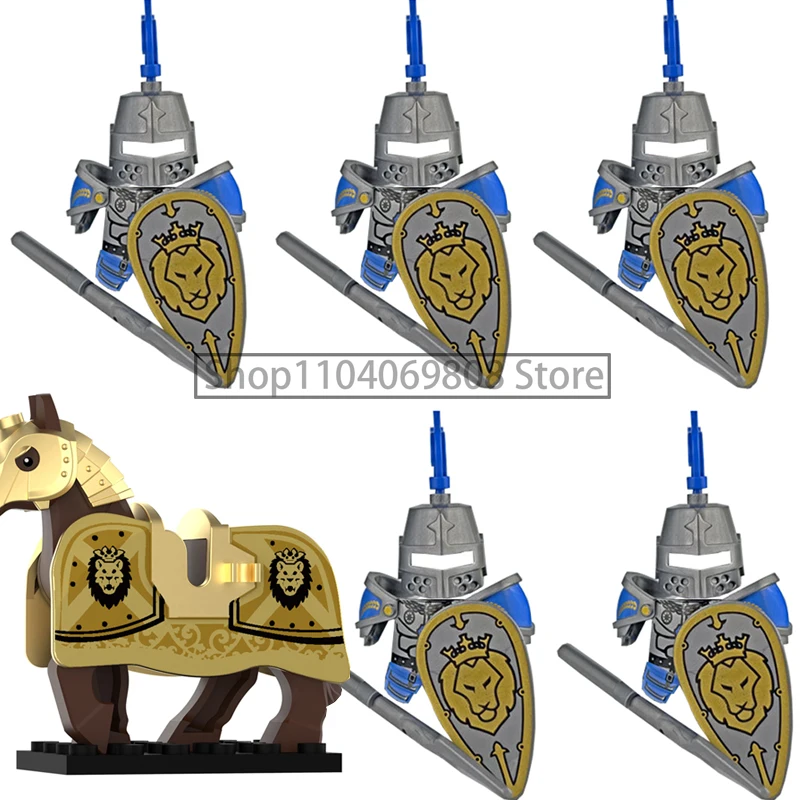 Medieval Soldier Figures Building Blocks Military Wolf Knight Rome Warrior Golden Knight War Horse Accessories Boy Toy Gift N07 view 5