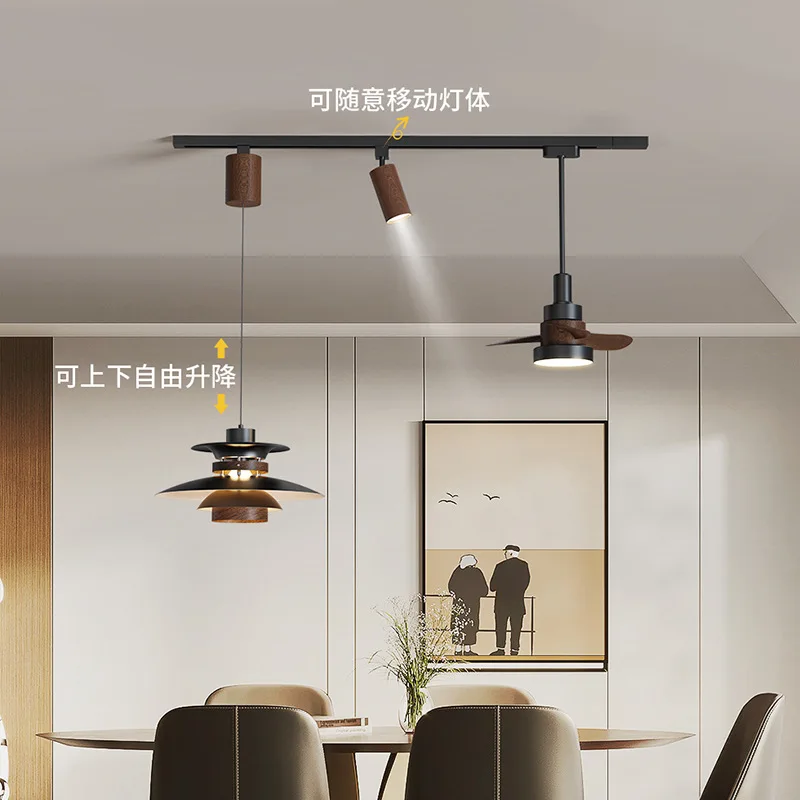Restaurant chandelier with track magnetic attraction surface mounted electric fan light 2025 new bar flying saucer new medieval
