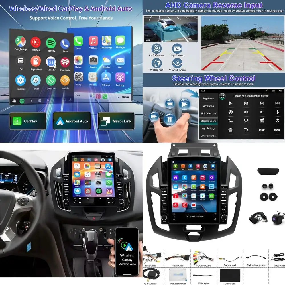 

4+64G Car Stereo Upgrade for Ford Transit Connect 2014 2015 2016 2017 2018, 9.7" HD Touchscreen Android 13 Car Radio with Wirele