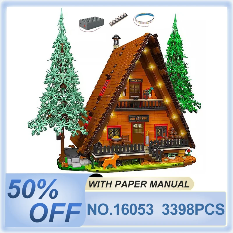 MOULD KING-Wood Cabin Model Building Blocks, Natural Forest View Puzzle, brinquedos educativos, presente de Natal para crianças, 16053 MOC