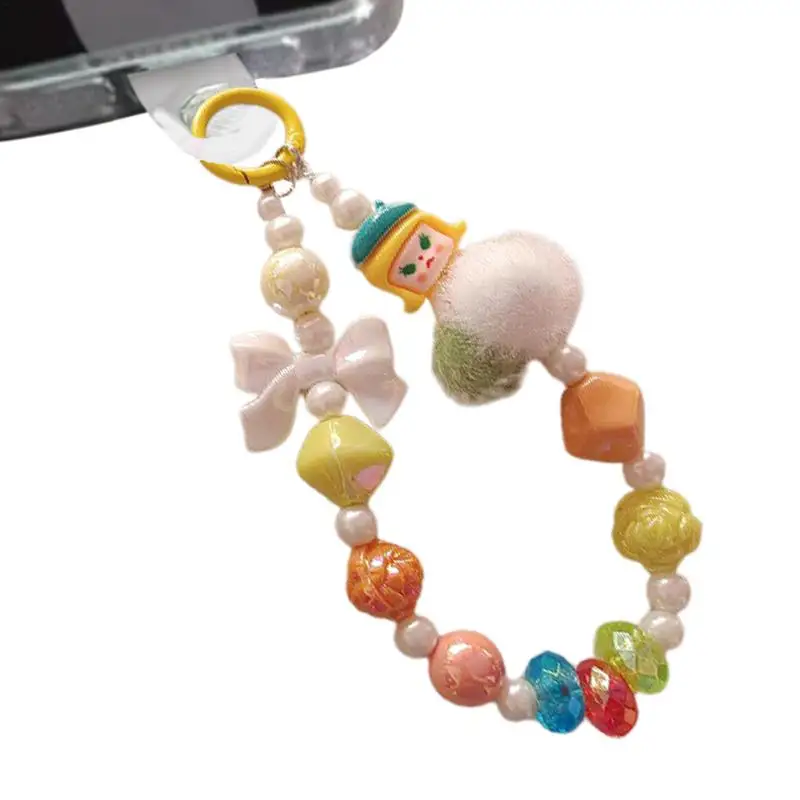 Cell Phone Charm Multipurpose Phone Case Charm Decorative Backpack Charm Cute Beaded Phone Strap Bag Pendant Dolls For