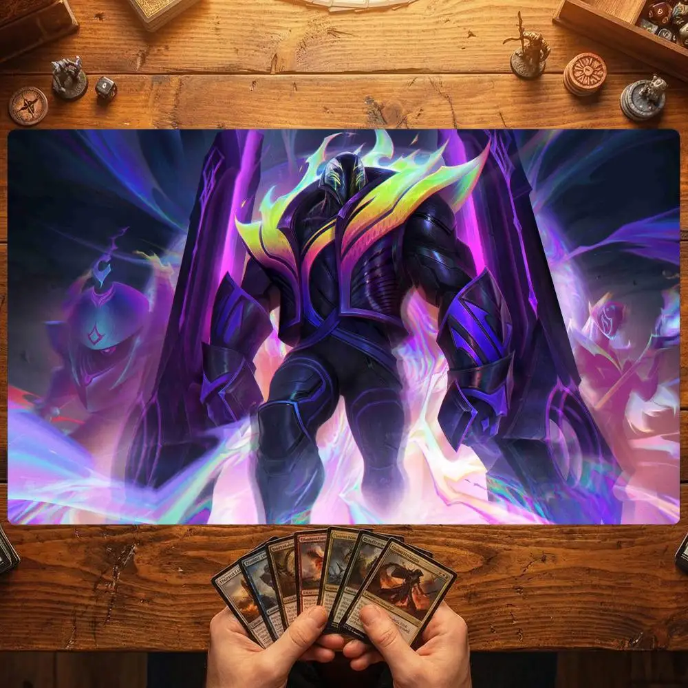 Purple Demon Ninja Warrior TCG Playmat 35X60CM Mystic Lotus River Scene Card Battle Mat Non‑Slip Durable Stitched Edge Playmat