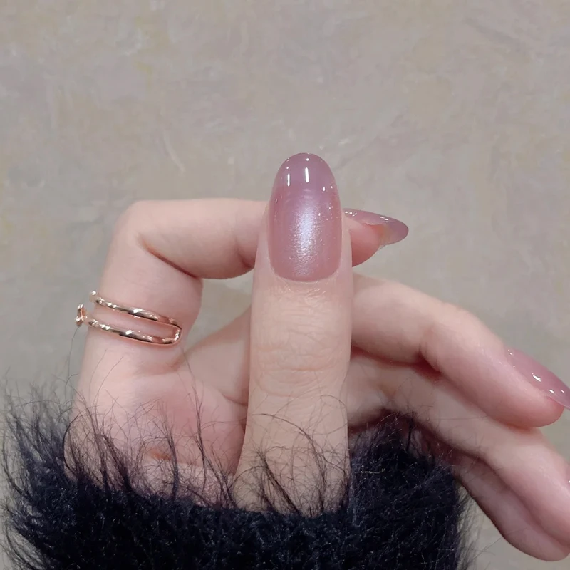 Vernis à ongles gel œil de chat en une étape rose clair-violet avec revêtement UV nécessite aucune couche de base ni couche de finition, faites-le un Ch parfait