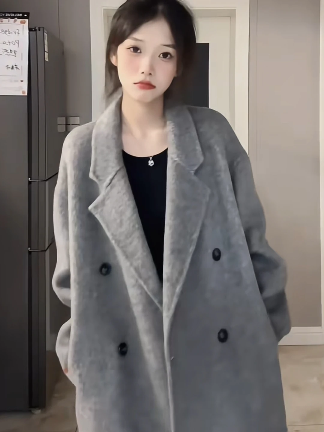 

ay Double-Sided Camere Coat Women's 2025 New Autumn Winter High-End Woolen Coat Korean Sle Mid-Length Long Sve