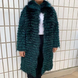 Natural silver fox fur knitted car strip fox fur coat green real fur knitted row strip fur coat stand-up collar fashion jacket