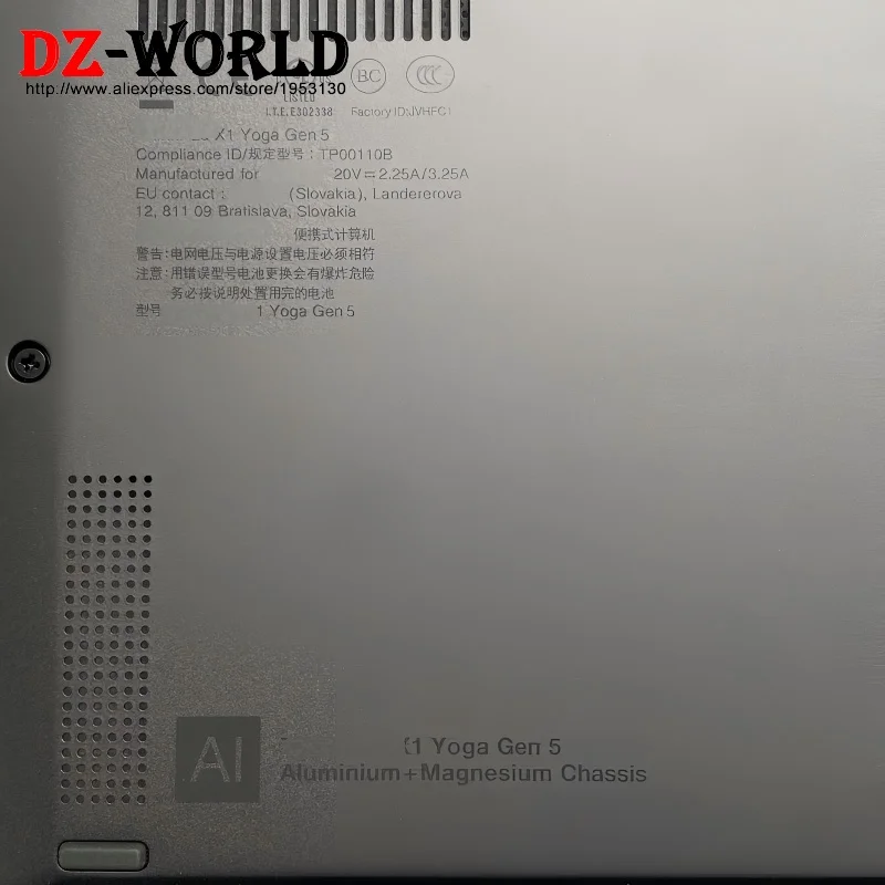 

Shell Base Cover Lower Lid Bottom Cover for Lenovo Thinkpad X1 Yoga 5th Gen 5 5M10Z54304 5M10Z54305 AM1L2000D00 AM1L2000400