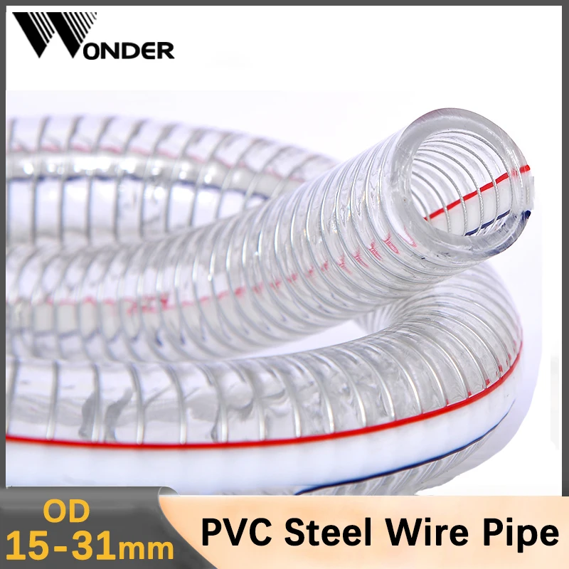 

Steel Pipe PVC Wire Reinforced Water Supply Oil Plastic Transparent Hose OD 15-31mm ID 10-25mm