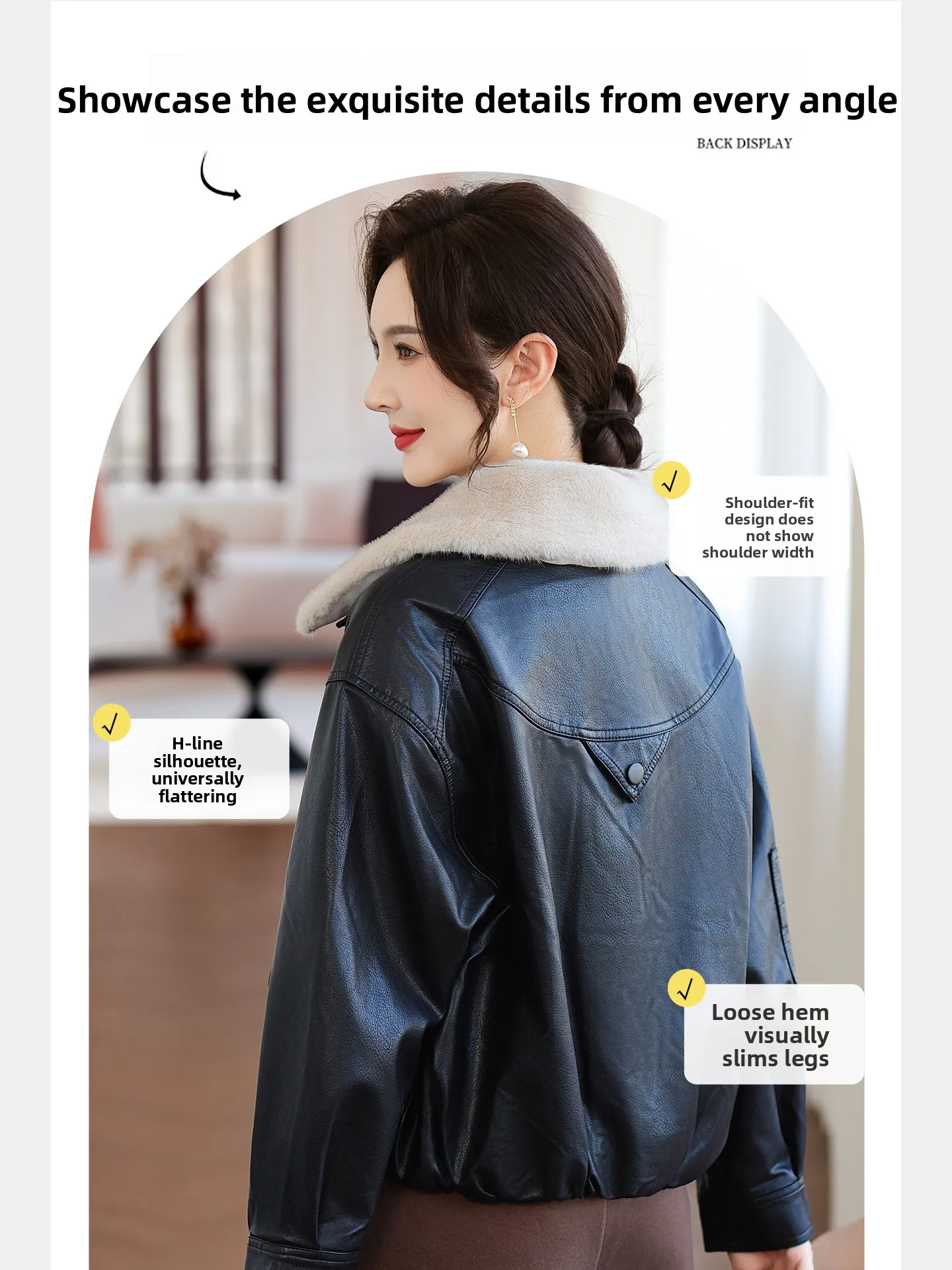 Giacca in Pelle da Donna Imbottita, Cappotto Caldo e Soffice per Donna di Mezza Età, Elegante per Autunno e Inverno