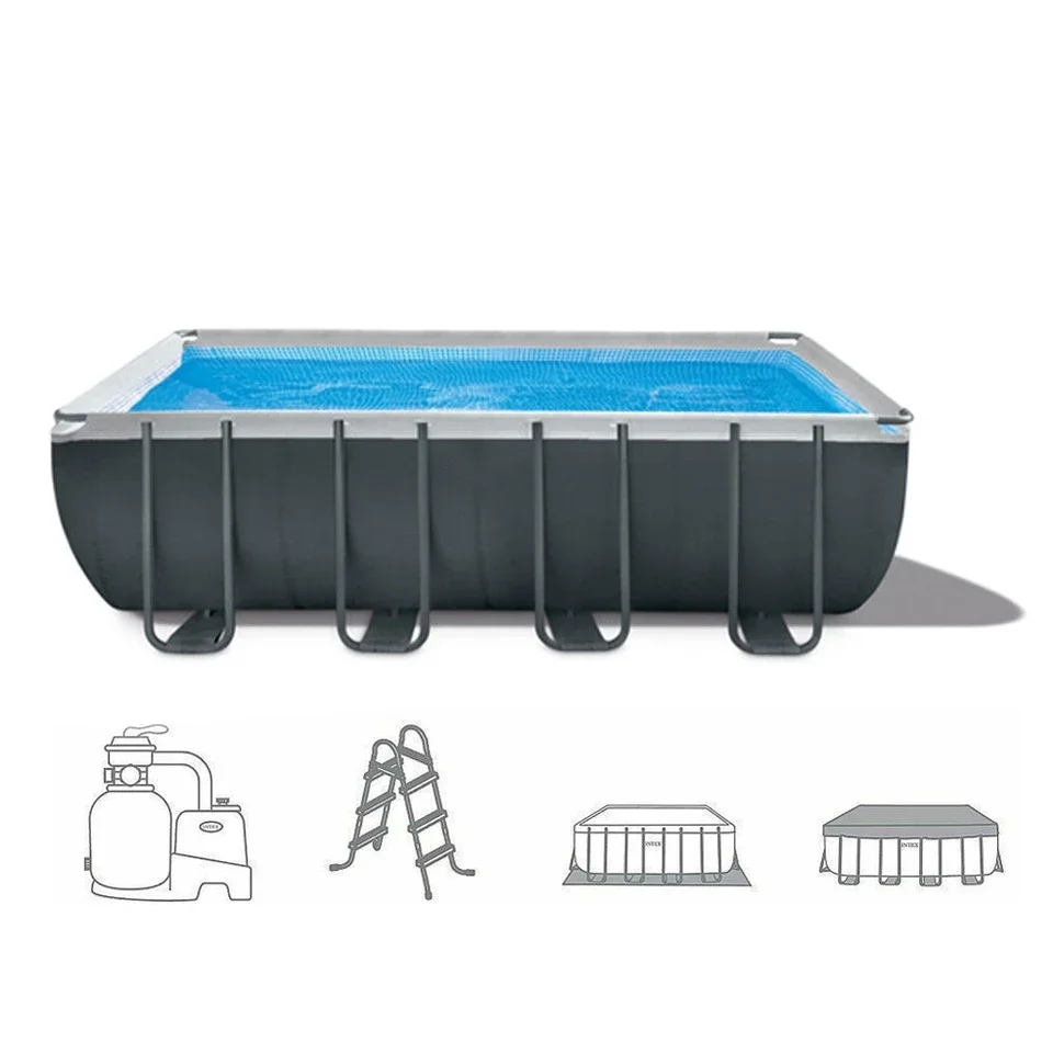 Large above ground piscina with filter pump cover accessories portable kids metal frame outdoor swimming pool