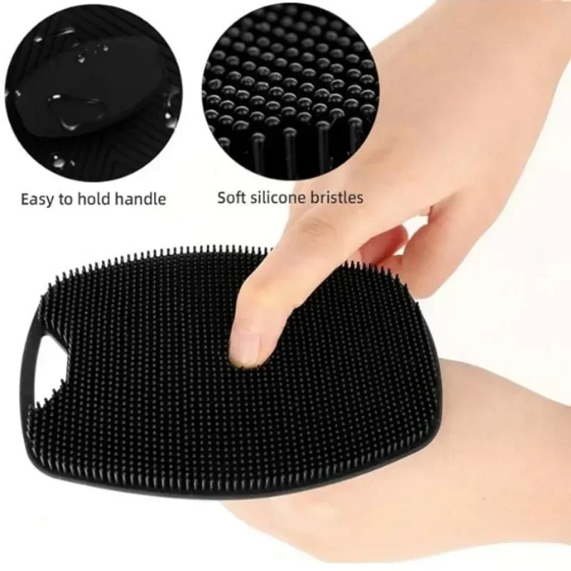 Handheld Silicone Body Scrubber, Escova De Banho Esfoliante, Escova De Limpeza De Chuveiro, Massageador De Volta, Limpador De Pele, Acessórios Do