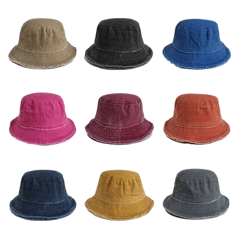 Frayed Design Fisherman Hat Beggar Bucket Hat Anti-Uv Fisherman Hat for Adult Teenagers Wide Brim Hat