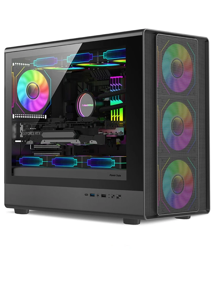 パワートレイン N1 PC ケース MATX ITX デスクトップケース垂直ガラス側透明ホストシェル 360 水冷 420 ミリメートル