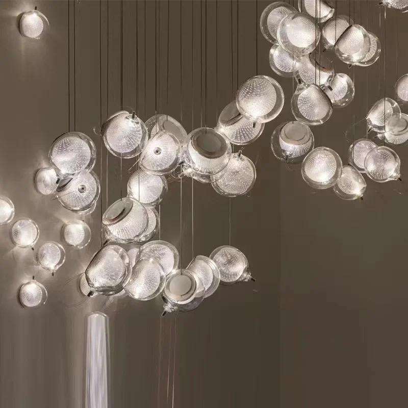 Chandelier designer duplex staircase empty jellyfish bedside lamp single head handmade glass lamp