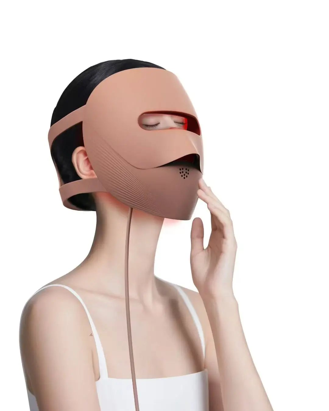 Household Lights Therapy Flexible Silicone Brown 3D Facial Mask Acne Whitening Anti-Wrinkle Silicone Facial Mask