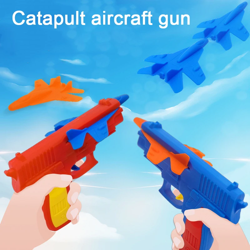 Lanciatore di aerei Catapulta Tiro all'aperto Pistola giocattolo Lanciatore di aliante Pistola per aereo Divertimento creativo Giocattolo sportivo Modello Colore casuale