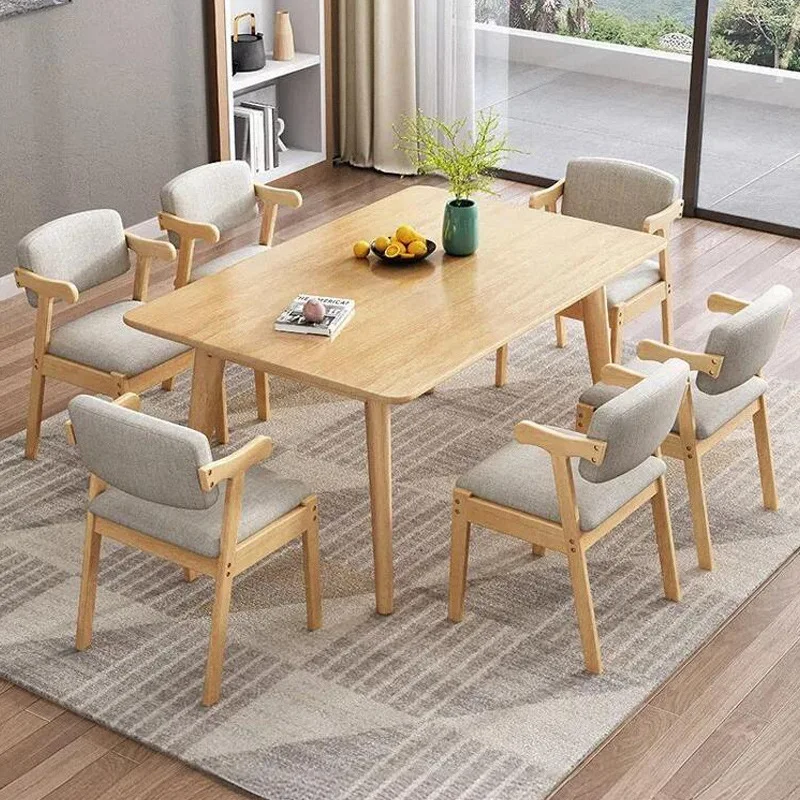 

# Modern Simple Dining Chair Solid Wood Bedroom Stool Luxury Hotel Backrest Armchair Restaurant Furniture