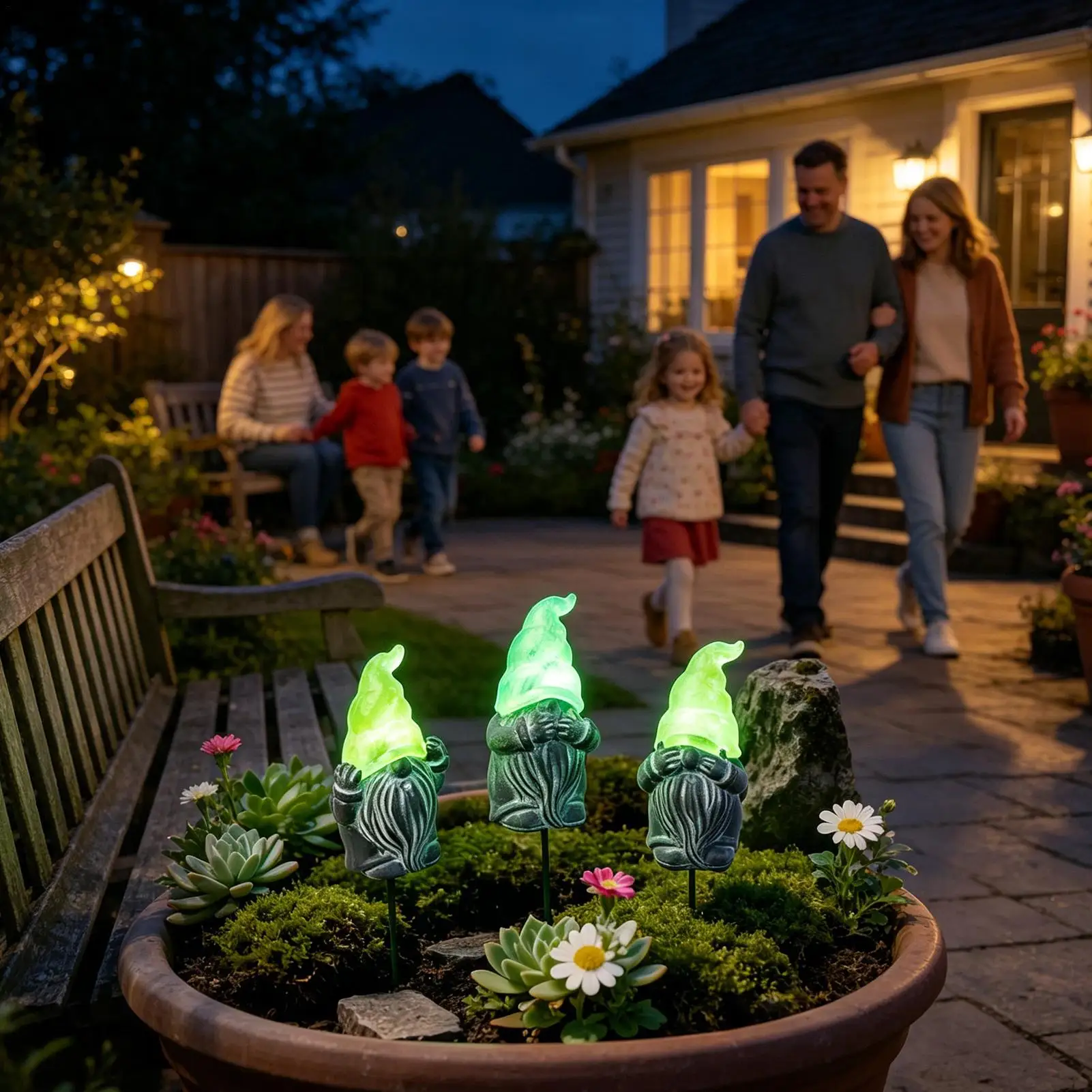 Spring Yard Stakes 3-Piece Decorative Glowing Yard Art Garden Art Stakes Lawn Ornaments For Lawn Patio Porch Flower Bed Plant