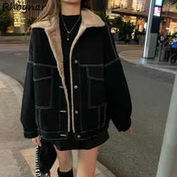 Parkas vaqueras especiales para mujer, Vintage, combina con todo, temperamento de invierno, creatividad delicada, estilo coreano, fresco, holgado, Ulzzang, cálido, diario